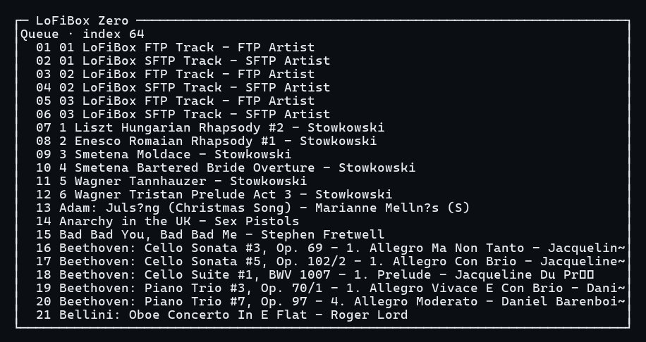 LoFiBox TUI Queue
