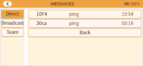 Message history screen