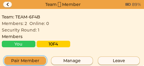Team join screen