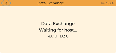 USB data exchange screen